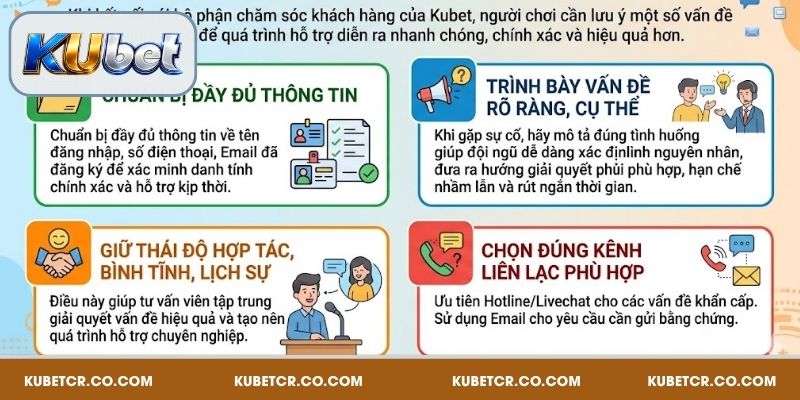 Khi liên lạc tới tư vấn viên Kubet bạn cần chú ý một số vấn đề