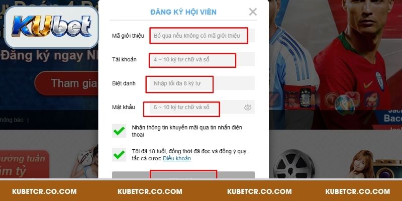 Người chơi nên điền chuẩn thông tin khi đăng ký vào nhà cái